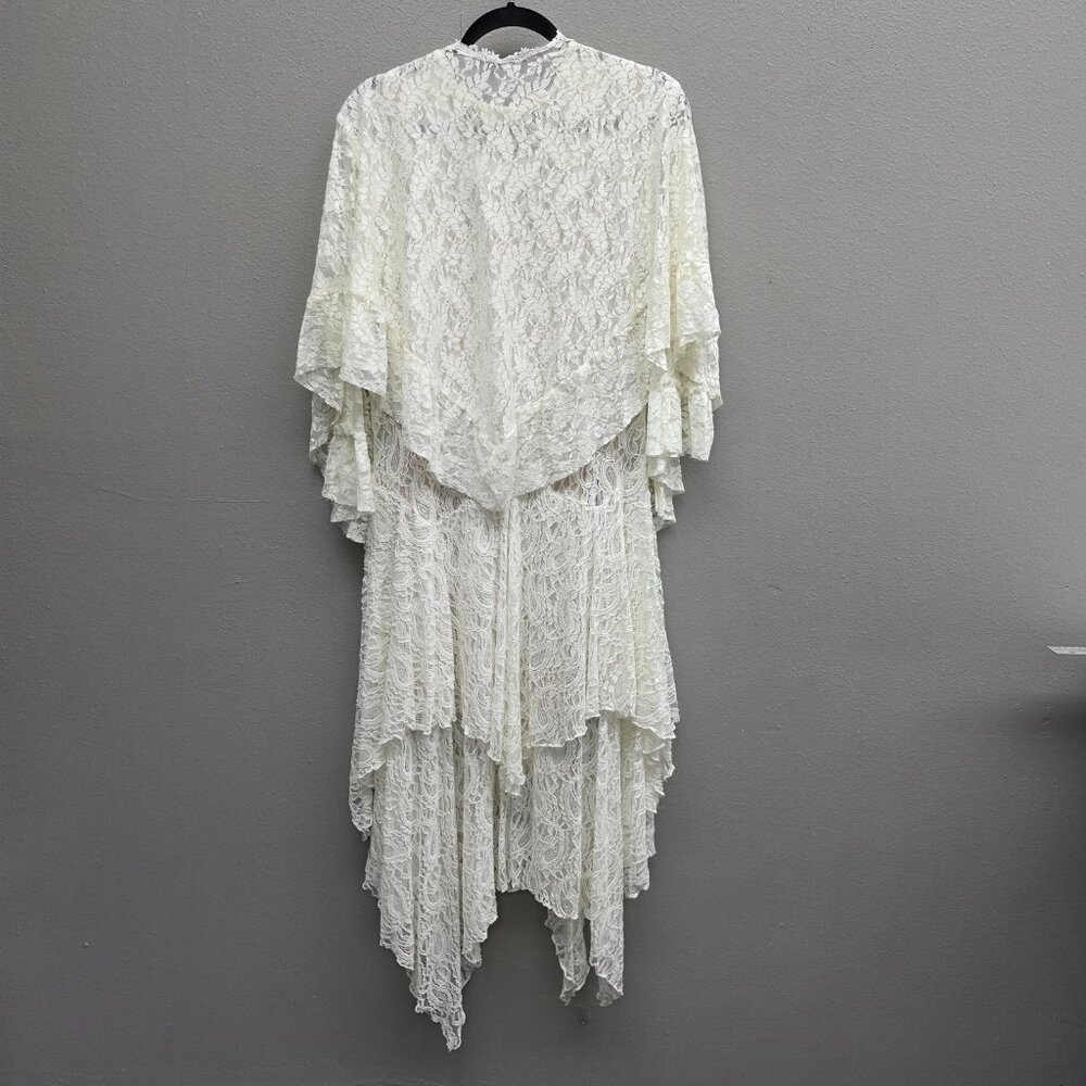 Ann N Eve Lace Dress Set Womens XL Ivory White Brown 3 Piece Boho Made U.S.A. - Picture 7 of 16